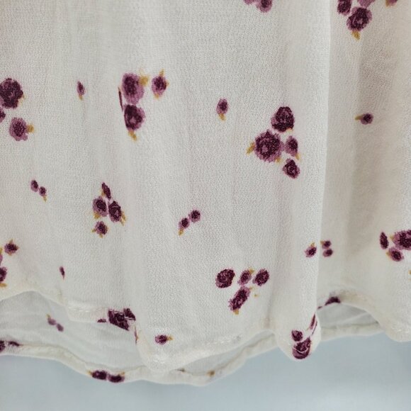 Knox Rose Womens Pink Cream Floral Tunic Top Sz S Long Sleeve V-Neck Lace Boho - Picture 6 of 15